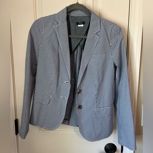 🤍💙J. Crew Blue Gingham Classic Summer Blazer Jacket size 0 💙🤍